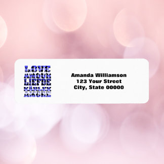 Liebe Languages Blue Personalize Rücksendeadresse