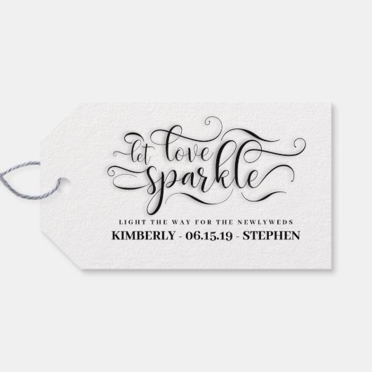 Liebe lass Sparkle Elegante Script Wedding Geschenkanhänger (Rückseite Horizontal)
