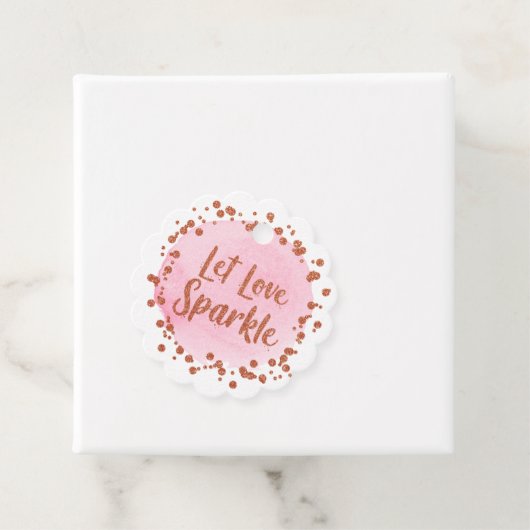 Liebe lass Sparkle Rosa Rose Gold Confetti Wedding Geschenkanhänger (Beispiel)