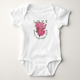 Liebe lässt alles wachsen - romantische Blumenkuns Baby Strampler
