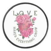 Liebe lässt alles wachsen - romantische Blumenkuns Eishockey Puck (Vorderseite)