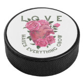 Liebe lässt alles wachsen - romantische Blumenkuns Eishockey Puck (3/4)