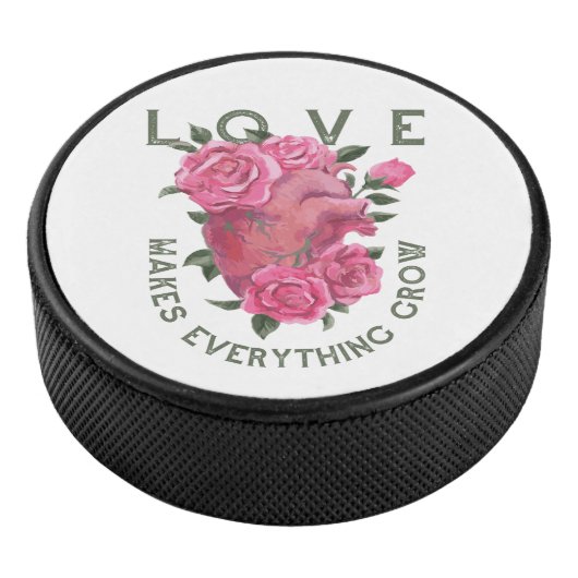 Liebe lässt alles wachsen - romantische Blumenkuns Eishockey Puck (3/4)