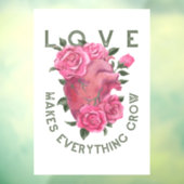 Liebe lässt alles wachsen - romantische Blumenkuns Fensteraufkleber (Blatt 3)