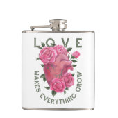 Liebe lässt alles wachsen - romantische Blumenkuns Flachmann (Vorderseite)