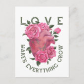Liebe lässt alles wachsen - romantische Blumenkuns Postkarte (Vorderseite)