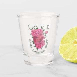 Liebe lässt alles wachsen - romantische Blumenkuns Schnapsglas