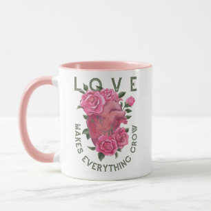 Liebe lässt alles wachsen - romantische Blumenkuns Tasse