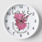 Liebe lässt alles wachsen - romantische Blumenkuns Uhr (Vorderseite)
