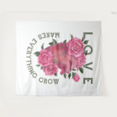 Liebe lässt alles wachsen - romantische Blumenkuns Wandteppich (Vorderseite (Horizontal))