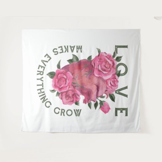 Liebe lässt alles wachsen - romantische Blumenkuns Wandteppich (Vorderseite (Horizontal))