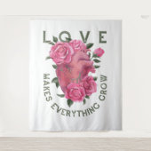 Liebe lässt alles wachsen - romantische Blumenkuns Wandteppich (Vorderseite)
