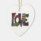 LIEBE lässt die Welt umrunden Keramik Ornament (Links)