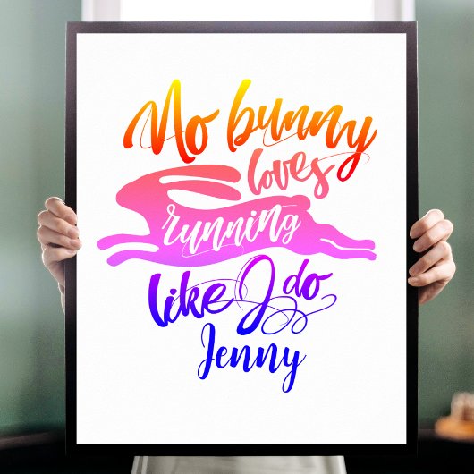 Liebe Lauf Motivation Rainbow Bunny Typografy Poster