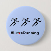 Liebe läuft Hashtag Slogan blau Button (Vorderseite)