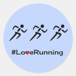 Liebe läuft Hashtag Slogan blau Runder Aufkleber