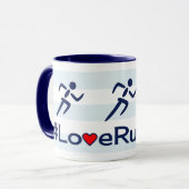 Liebe läuft Slogan blau Tasse (Vorderseite Links)