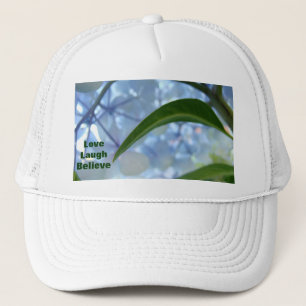 Liebe Laugh Glaubt Geschenke Hats Blue Floral Gree Truckerkappe