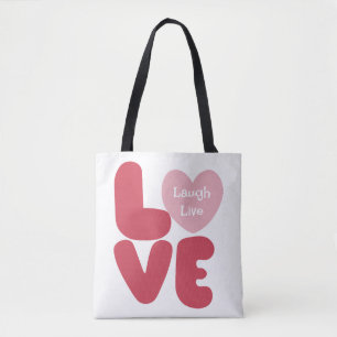 LIEBE Laugh Live Pink Typografie Tasche