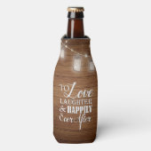 Liebe Laughter Barn Wood Mason Jar Gastgeschenk Ho Flaschenkühler (Flaschenvorderseite)