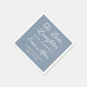 Liebe Laughter Dusty Blue Wedding Napkins Serviette (Ecke)