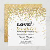 Liebe & Laughter Gold Glitzer Probe Einladung (Vorne/Hinten)