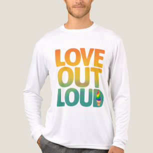 Liebe laut Retro-Pride-Typografie Custom Tri-Blend Shirt