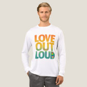 Liebe laut Retro-Pride-Typografie Custom Tri-Blend Shirt (Vorderseite komplett)
