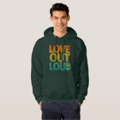 Liebe laut Retro-Pride-Typografie-Design Hoodie (Vorne ganz)