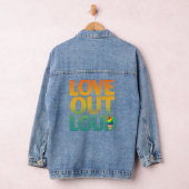 Liebe laut Retro-Pride-Typografie-Design Jeansjacke (Hangar)
