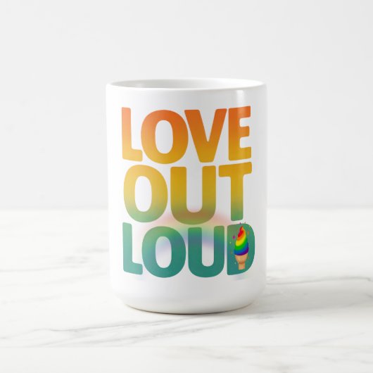 Liebe laut Retro-Pride-Typografie-Design Kaffeetasse (Mittel)