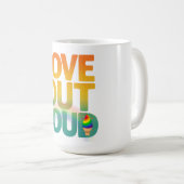 Liebe laut Retro-Pride-Typografie-Design Kaffeetasse (VorderseiteRechts)