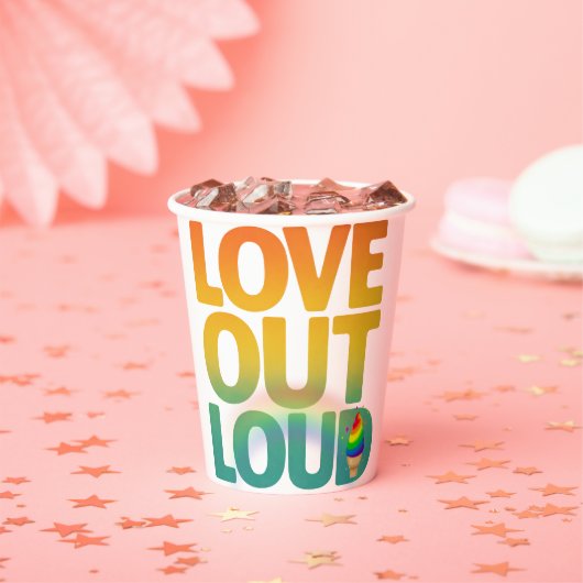Liebe laut Retro-Pride-Typografie-Design Pappbecher (Insitu)