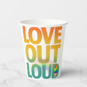 Liebe laut Retro-Pride-Typografie-Design Pappbecher (Vorderseite)