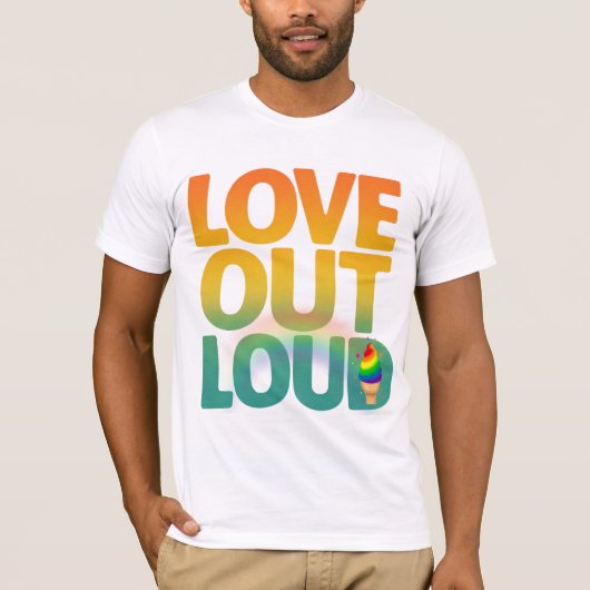 Liebe laut Retro-Pride-Typografie-Design T-Shirt (Vorderseite)