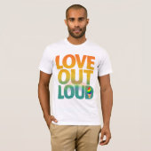 Liebe laut Retro-Pride-Typografie-Design T-Shirt (Vorne ganz)