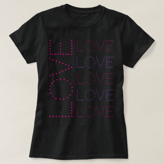 LIEBE Lavendel und rosa gepunktete Typografie T-Shirt (Design vorne)