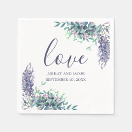 Liebe. Lavendelblumen. Blumenhochzeit Serviette