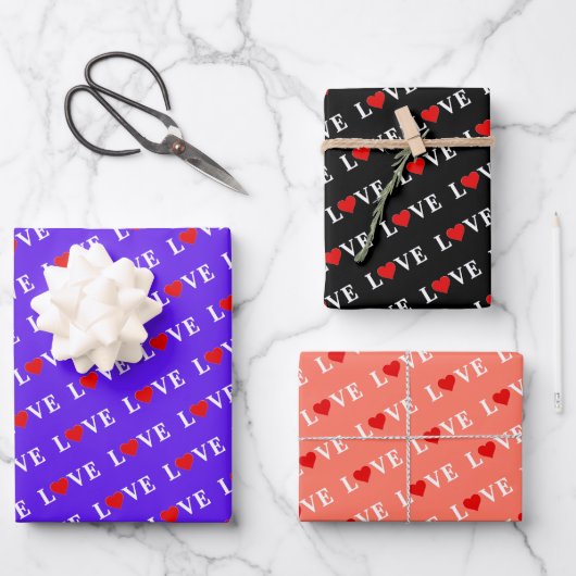 LIEBE Lavender Orange Black Geschenkpapier Set (Vorderseite)