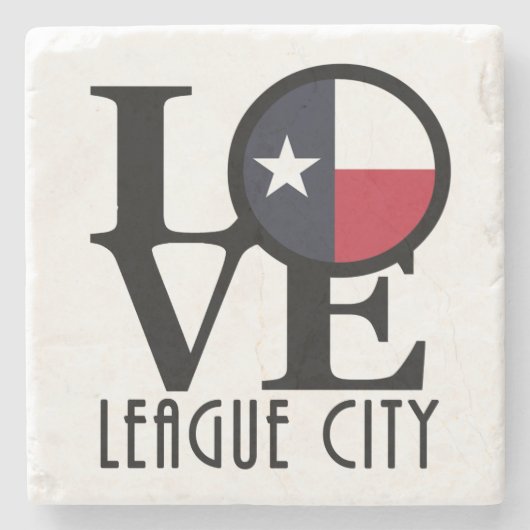 LIEBE League City Texas Steinuntersetzer (Vorderseite)