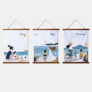 Liebe, Leben, Erinnerung Wandteppich Mit Holzrahmen