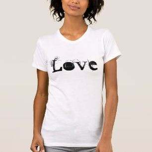 Liebe Leben in Vintag weißem Schwarz und Lila T-Shirt