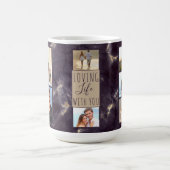 Liebe Leben mit dir - 7 Foto Collage Dunkle Marmor Kaffeetasse (Mittel)
