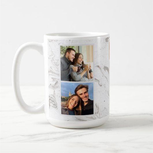 Liebe Leben mit dir - 7 Foto Collage Graue Marmor Kaffeetasse (Links)