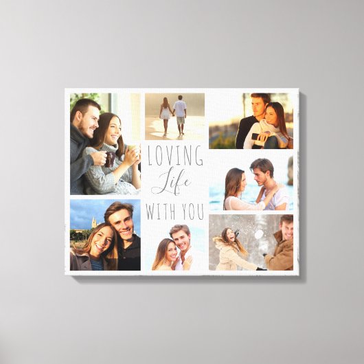 Liebe Leben mit dir 7 Foto Collage - Graue Marmor Leinwanddruck (Vorderseite)