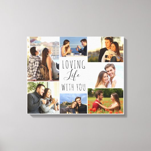 Liebe Leben mit dir 7 Foto Collage - Weiß Leinwanddruck (Vorderseite)