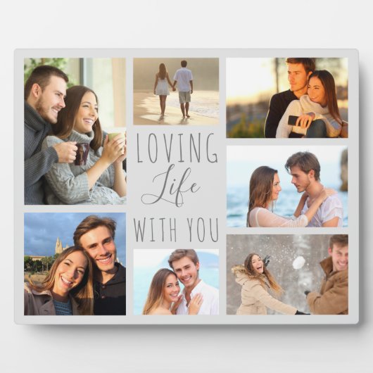 Liebe Leben mit dir 7 FotoCollage - grau Fotoplatte (Vorderseite)