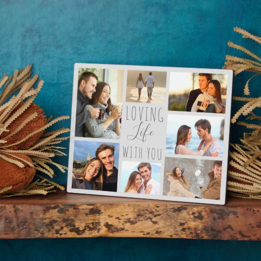 Liebe Leben mit dir 7 FotoCollage - grau Fotoplatte (Seite)