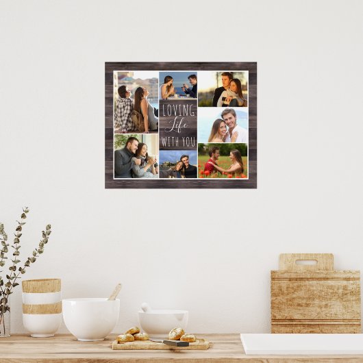 Liebe Leben mit dir 7 FotoCollage | Rustikales Hol Poster (Küche)