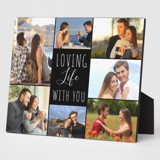 Liebe Leben mit dir 7 FotoCollage | Schwarz Fotoplatte (Seite)